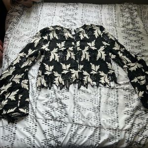Black and white, Lacey long sleeve shirt, size small
